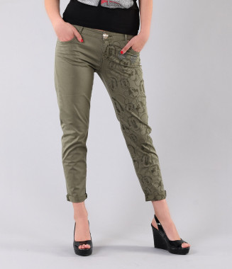 Дамски маслено зелен панталон 