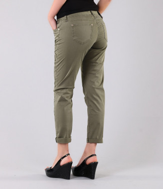 Дамски маслено зелен панталон  2