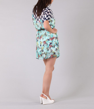 Дамска тюркоазена рокля 2