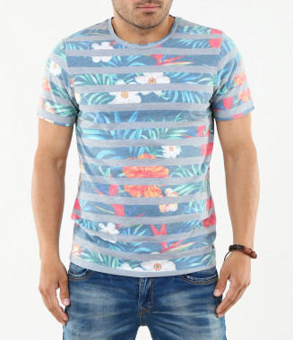 Мъжка пъстра синя тениска-4724