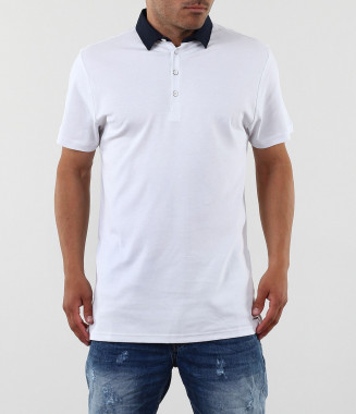 Мъжка бяла тениска с яка