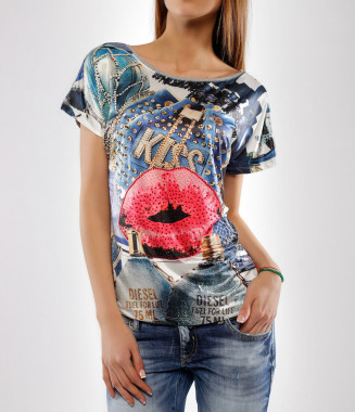 Дамска шарена блуза с къс...