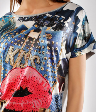 Дамска шарена блуза с къс... 2