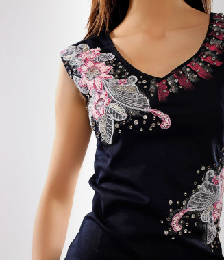 Дамска тъмно синя рокля 2