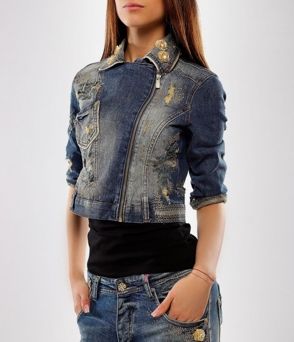 Дамско късо дънково яке-2790