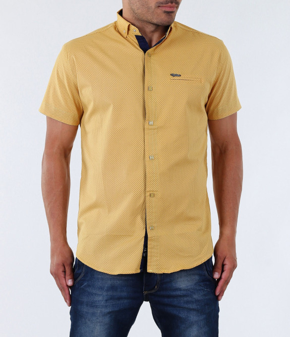 Мъжка риза с къс ръкав-15244