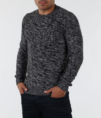 Мъжки черно-бял пуловер 