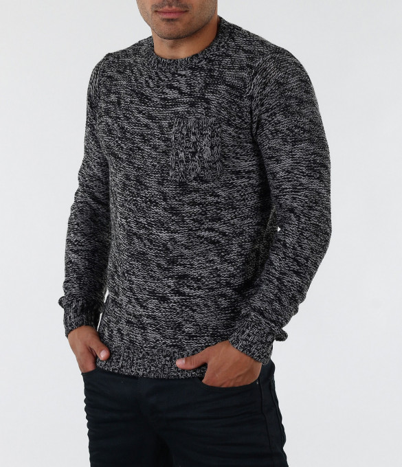 Мъжки черно-бял пуловер