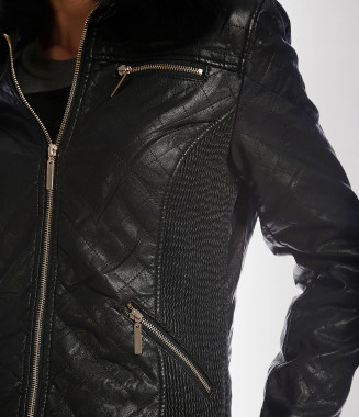 Дамско кожено яке с яка-1822 2