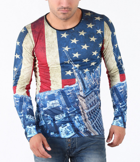 Мъжка блуза с апликация знаме-3478