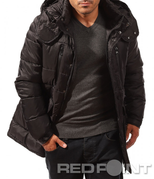 Издължено шушлеково яке 8223 - Черен