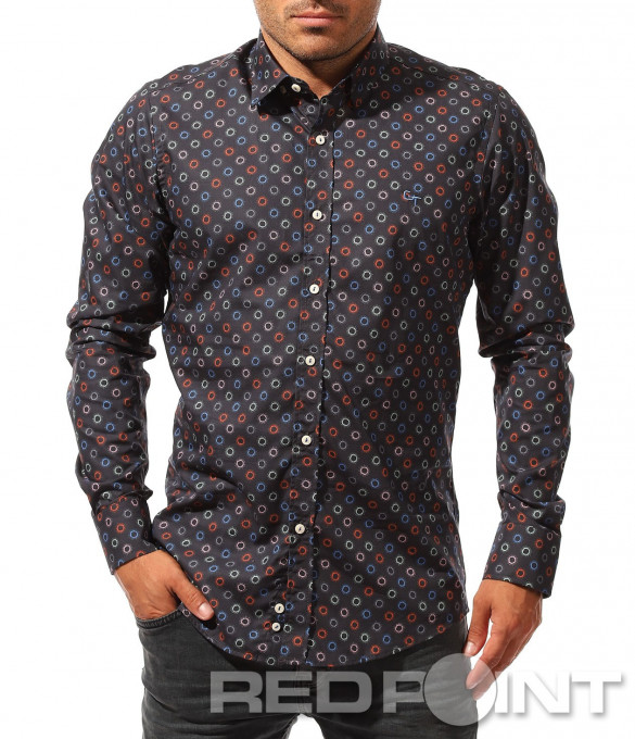 Тъмно синя риза с орнаменти 8458 -...