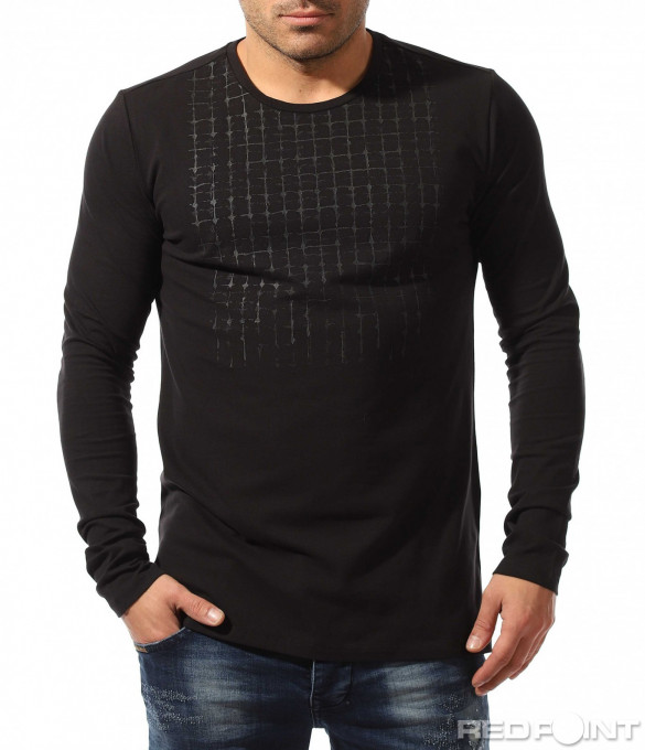 Черна блуза с декорация 8353