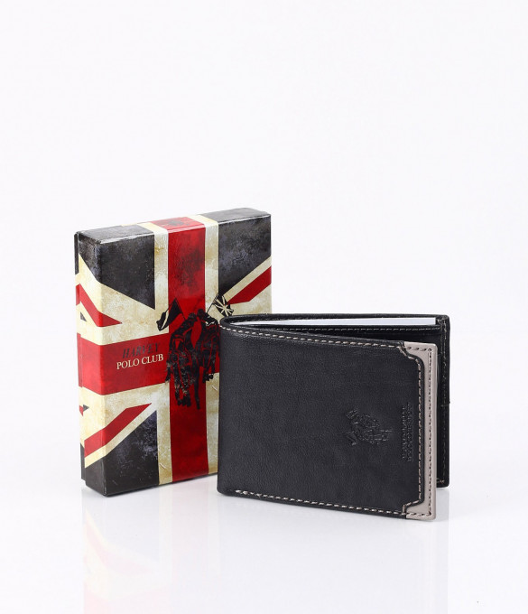 Мъжко чернo портмоне с акцент-3616