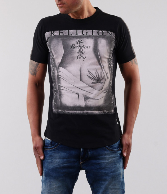 Мъжка стилна тениска с апликация-17348