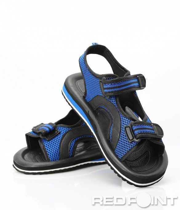 Летни сандали с цветен кант 9413 - Син