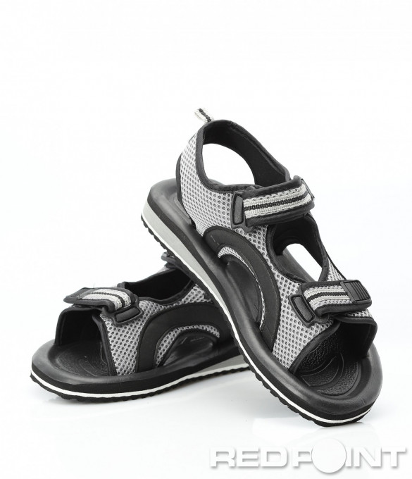 Летни сандали с цветен кант 9413 - Сив