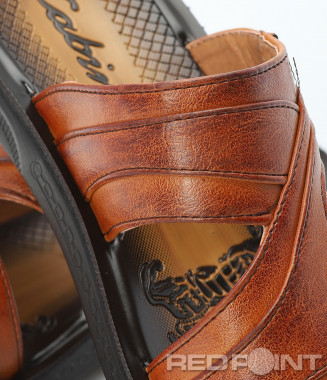 Кожени кафяви чехли 9414 -... 2