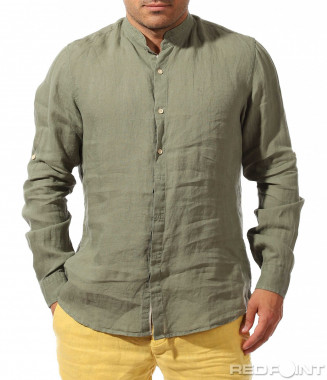 Зелена риза с войнишка яка...