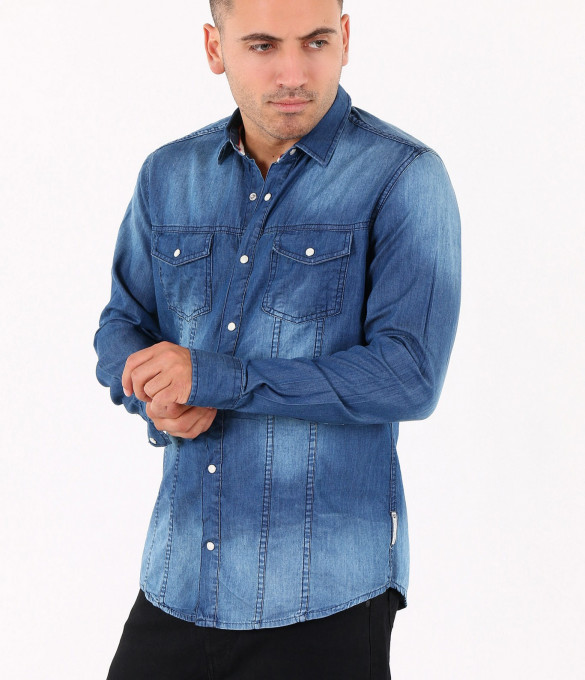 Мъжка модерна дънкова риза