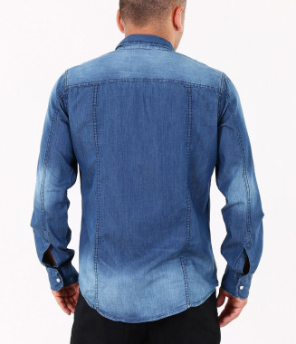 Мъжка модерна дънкова риза  2