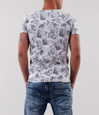 Мъжка черно-бяла тениска-17380 2