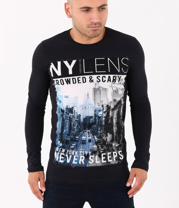 Мъжка стилна блуза с апликация-3764