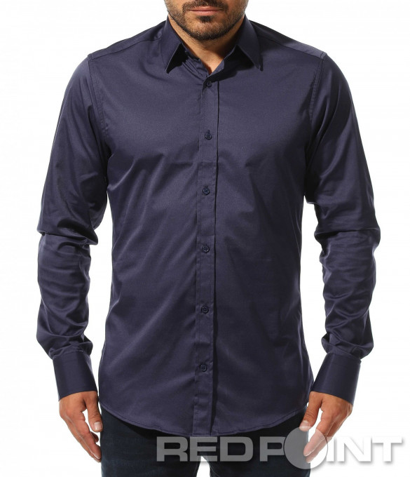 Елегантна вталена риза 10464 - Тъмно син