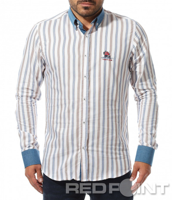 Бяла риза с декоративен принт 10460 -...