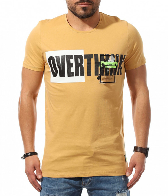 Жълта тениска с релефен акцент 10692...