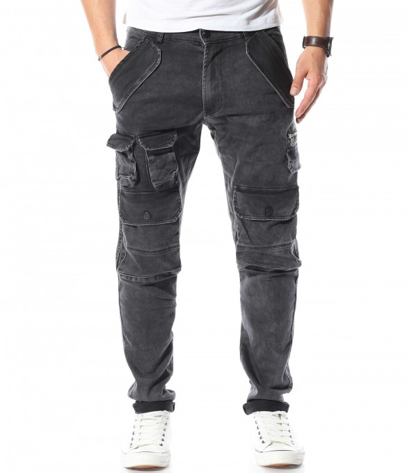 Черни дънки със джобове 10958 - Черен