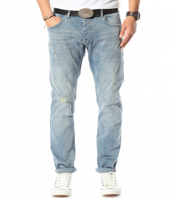 Сини дънки със сив отенък 10916 - Син