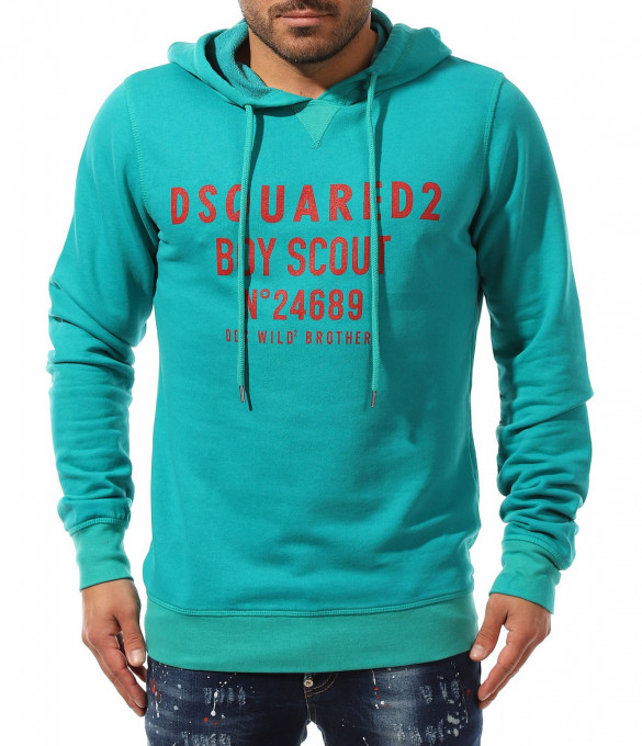 Суитчер с ярък надпис DSQ - Тюркоазен