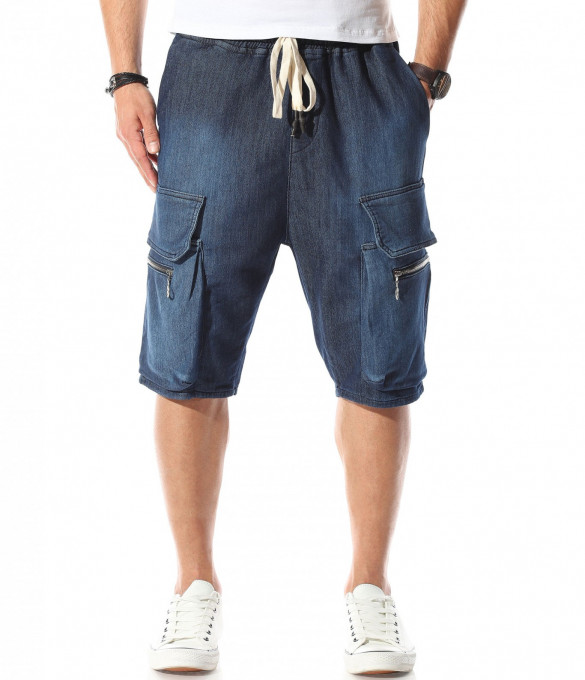 Къси дънкови панталони 11070 - Син