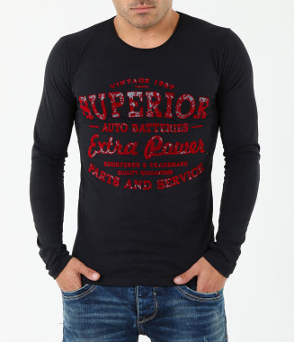 Мъжка черна вталена блуза-3932