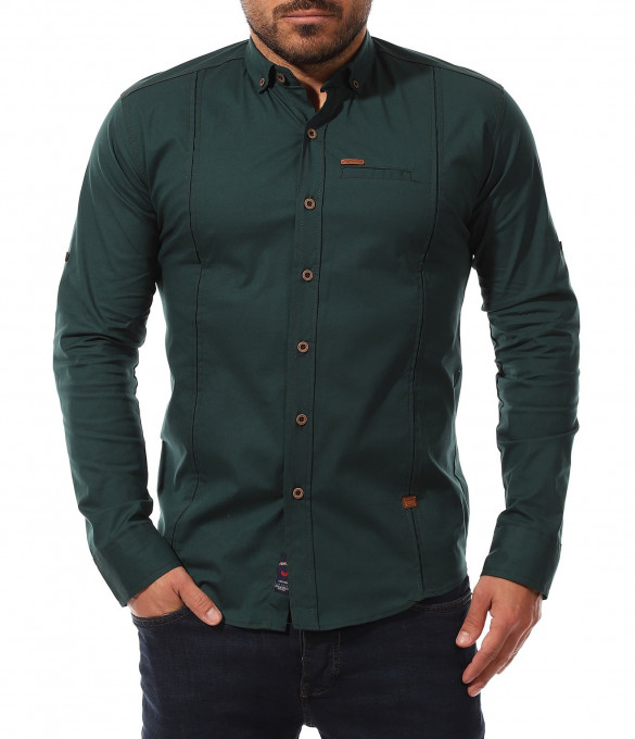 Семпла риза в зелен цвят 11030 - Зелен