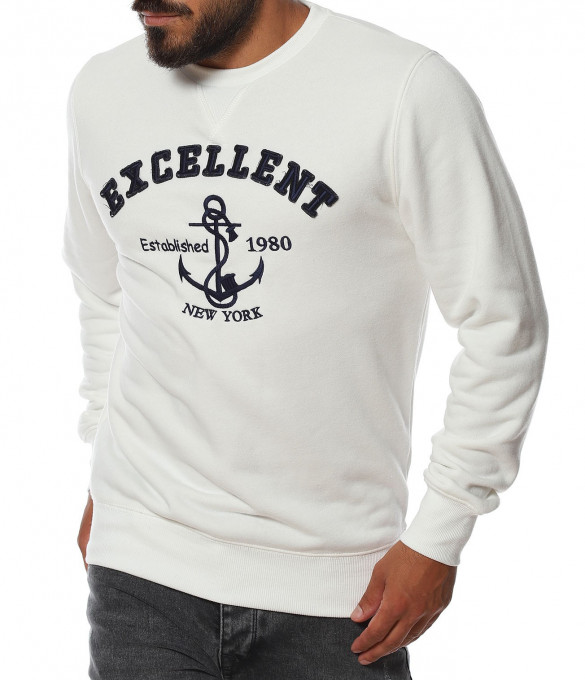 Ватирана спортна блуза 11410 - Бял