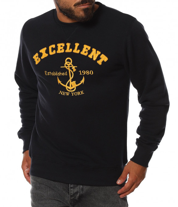 Ватирана спортна блуза 11410 - Син