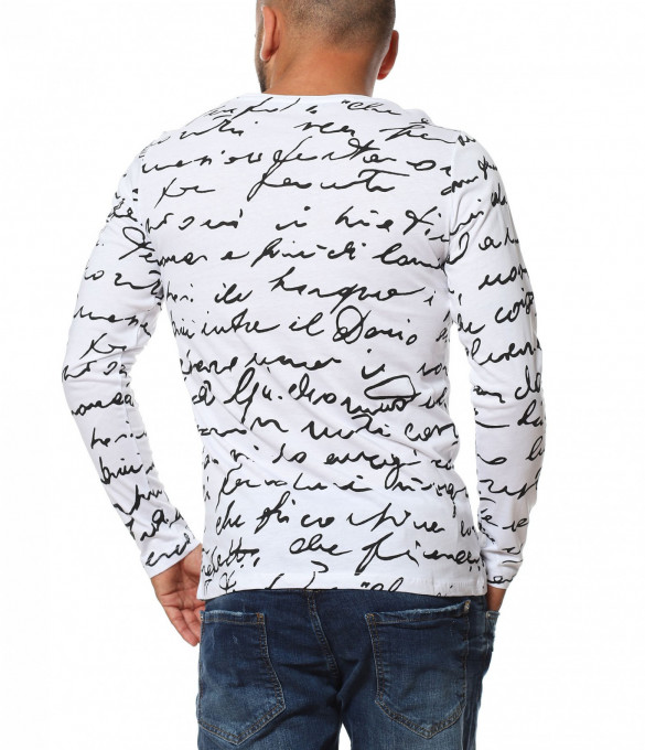 Есенна блуза с надписи 11512 - Бял