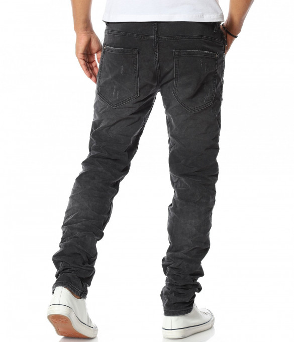 Черен деним с намачкан ефект 11569 -...