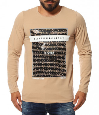 Памучна тениска с дълъг...