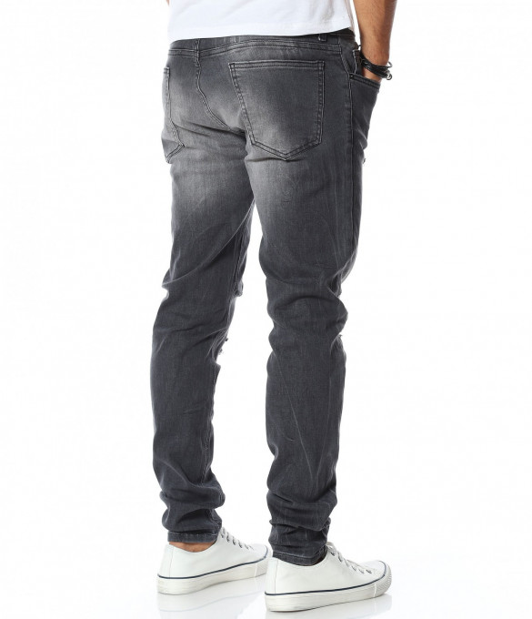 Сиви дънки с изсветлен мотив 11836 - Сив