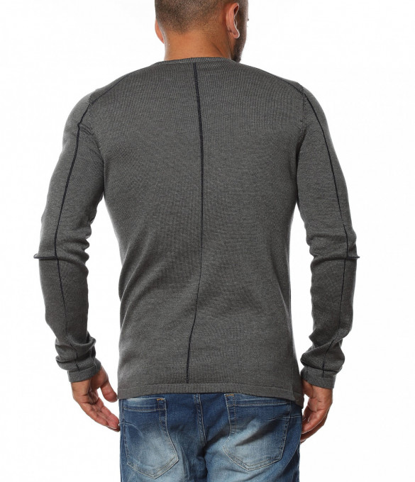 Силно вталена блуза 11824 - Сив