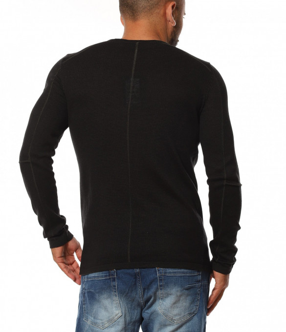 Силно вталена блуза 11824 - Черен