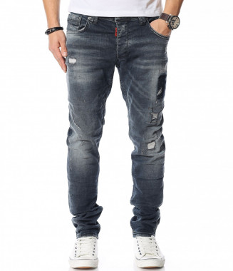 SlimFit дънки с контрастен...