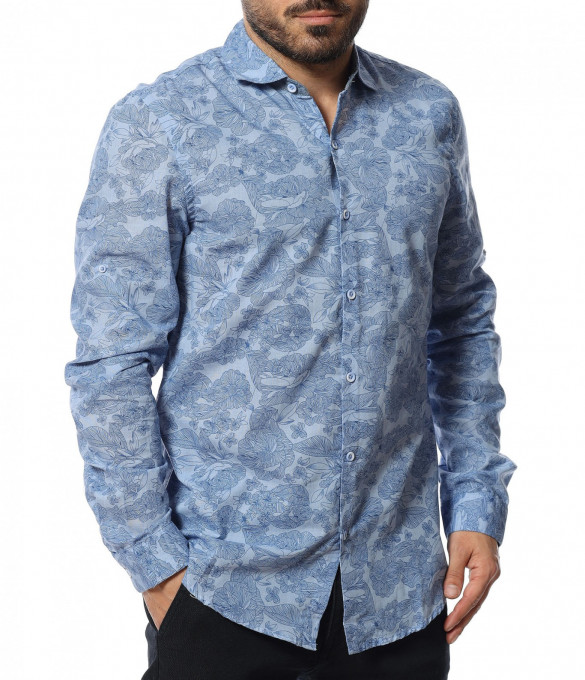 Вечерна риза с флорален принт 12093 -...