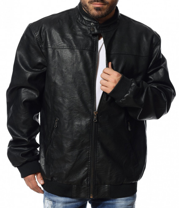 Ежедневно яке от еко кожа 12049 - Черен