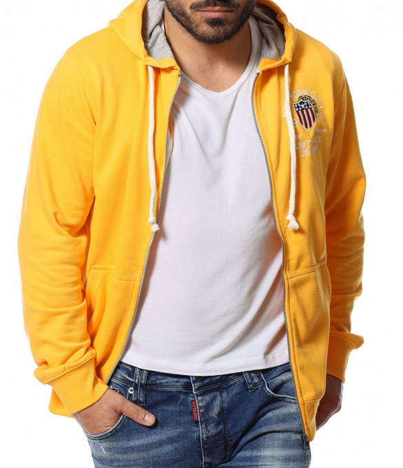 Ежедневен суичер с качулка  12051 - Жълт