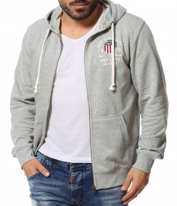 Ежедневен суичер с качулка  12051 - Сив