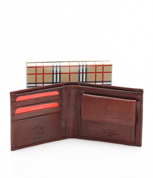 Класно портмоне с лого 12104 - Кафяв